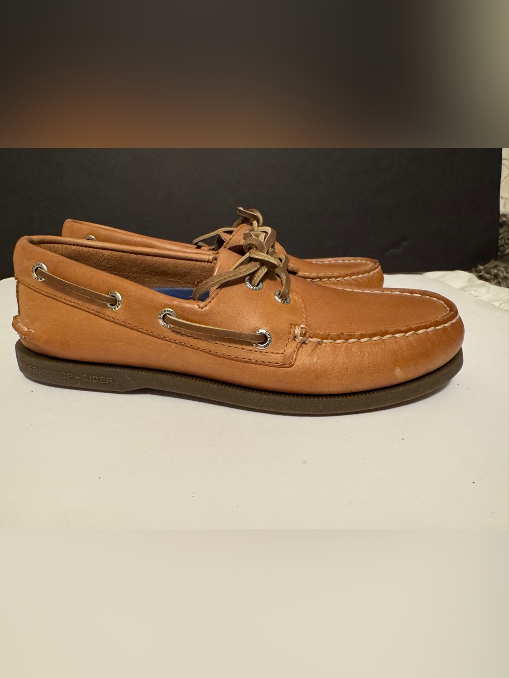 New Sperry Top-Sider 2-Eye Boat Shoes Royal Brown Leather men’s 7 / Womens 8.5 - Picture 7 of 8
